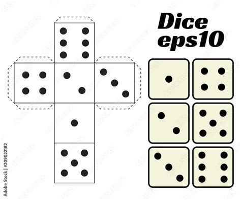 dice set vector illustration printable template  cutting