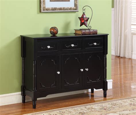 camden black wood contemporary sideboard buffet display console table  storage drawers