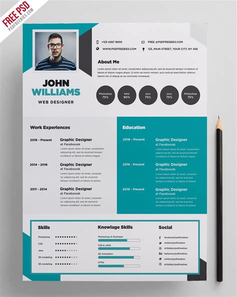 creative resume template psd psdfreebiescom