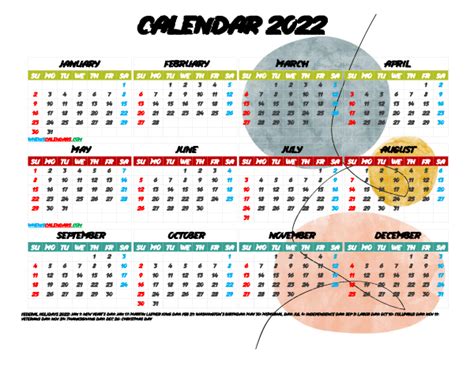 printable  yearly calendar  holidays twontow
