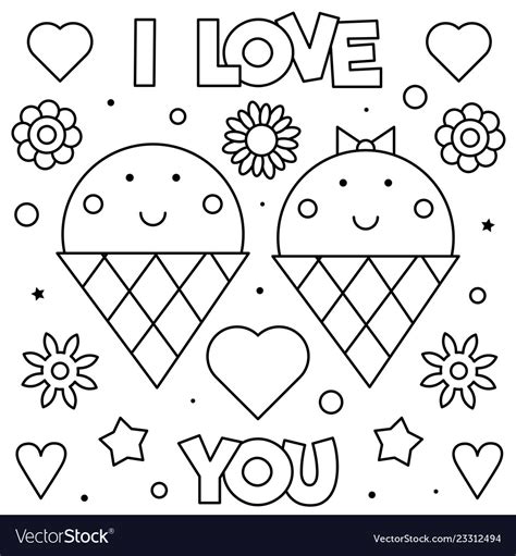 love  coloring page black  white vector image