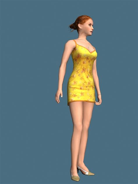 Hot Girl Standing And Rigged 3d Model 3ds Max Maya Files Free Download