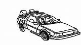 Future Back Delorean Coloring Pages Sketch Line Template sketch template