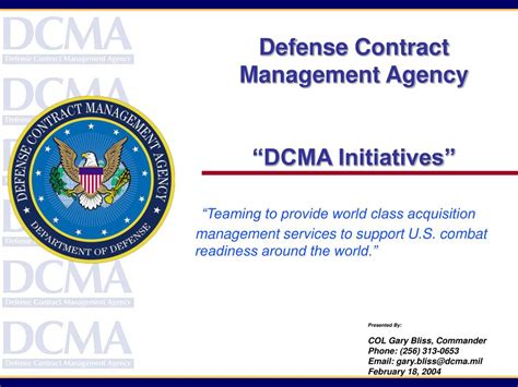 Ppt Defense Contract Management Agency “dcma Initiatives” Powerpoint