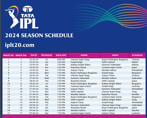 ipl  schedule released match  time table fixtures