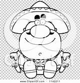 Hispanic Bandit Sitting Outlined Coloring Clipart Vector Cartoon Cory Thoman sketch template