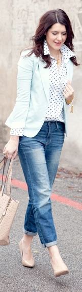 outfit post mint cardigan polka dot blouse bootcut jeans