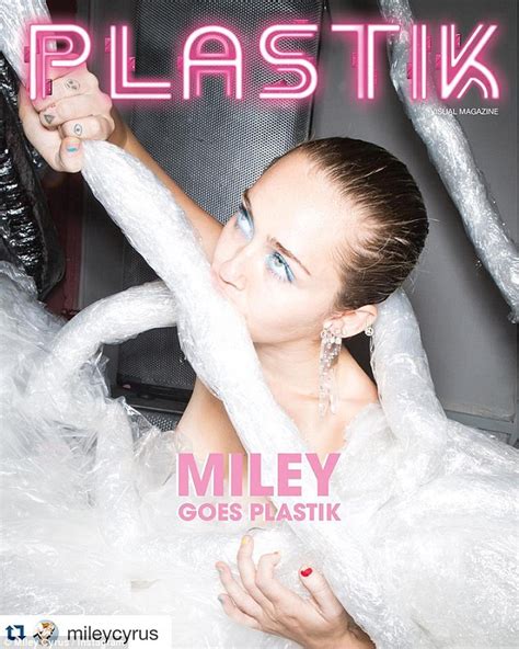 miley cyrus goes topless for one of four daring plastik