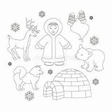 Vectorreeks Caratteri Eschimesi Vektorsatz Eskimo Polar Inuit Komisch sketch template