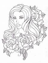 Coloring Deviantart Nevermore Ink Roses Among Lady Pages Coloriage Tattoo Cute Filles Pour sketch template