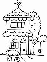 Coloring House Story Two Clip Clipart Cute Sweetclipart sketch template
