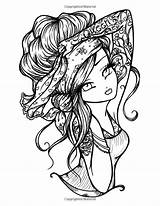 Coloring Pages Hannah Lynn Printable Blank Inky Girls Darlings Detailed Abstract Tattoo sketch template