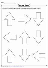 Down Arrows Worksheets Pointing Positions sketch template