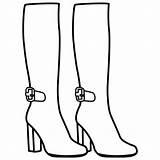 Boots Coloring Pages Women Botas Flashcards Flascards Clothes Cram 為孩子的色頁 Bingo sketch template