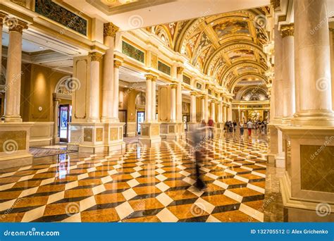 fancy luxurious lobby balcony  venetian las vegas editorial photography image  columns