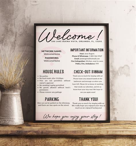 airbnb  sign template airbnb poster editable host info etsy