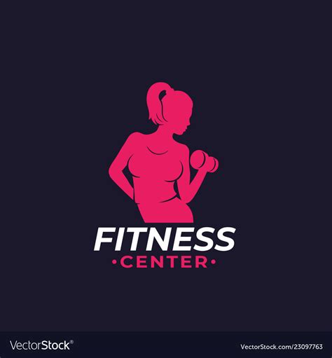 fitness logo with athletic girl royalty free vector image