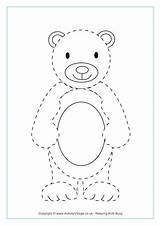 Bear Teddy Tracing Template Preschool Bears Animal Dotted Traceable Printables Drawing Pages Worksheets Line Drawings Crafts Easy Activities Activity Activityvillage sketch template