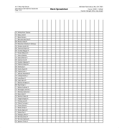 printable  blank spreadsheet templates tutoreorg master