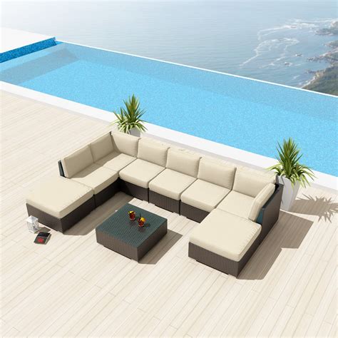 outdoor patio  shape sectional synthetic rattan wicker sofa  pc courtyard furniture buy