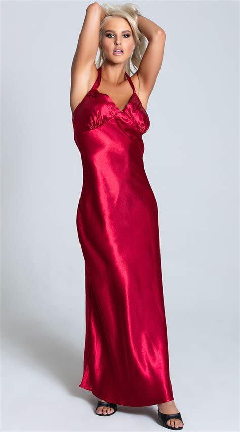 Long Satin Sleep Gown Satin Lingerie Gown