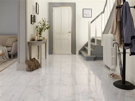 elegance white gloss marble effect ceramic floor tile pack   lmm wmm