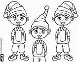 Elf Elves Christmas Coloring Pages Little Three Holiday sketch template