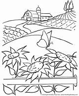 Coloring Farm Pages Life Barn Kids Printable Scenes Honkingdonkey Sunflowers Butterfly Print Farms sketch template