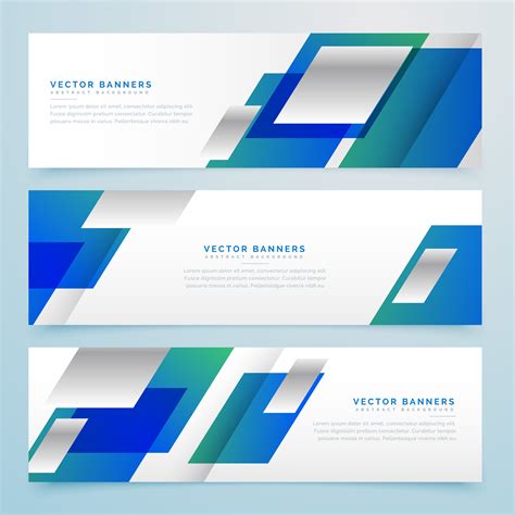 business style geometric banners  headers  blue color