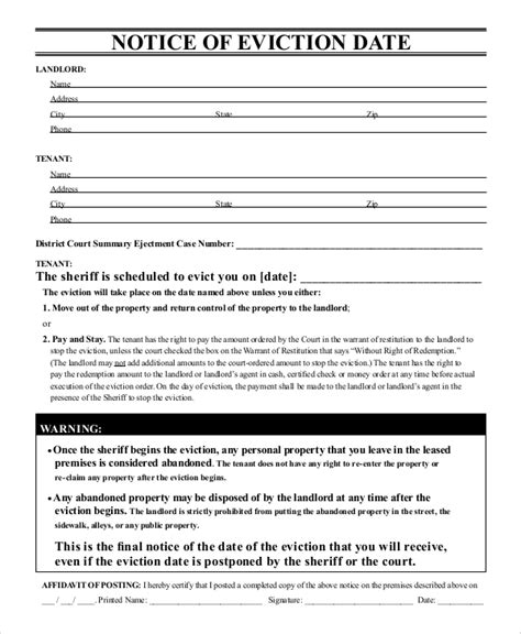 eviction notice forms    print  eviction notices