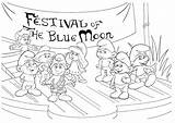 Festival Blue Coloring Smurfs Moon Cartoons Colorkid Pages Muddler sketch template