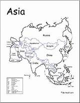 Asia Map Printable Countries Continent Coloring Kids Labeled Maps Geography Pages Colouring Names Asian Country Abcteach Color Blank Template Worksheets sketch template