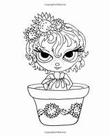 Coloring Amazon Lacy Sunshine Flower Pretties Pot Books Stamps sketch template