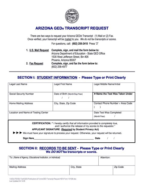 How Do I Request A Transcript From Az For My Ged Fill Out And Sign