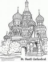 Coloring Pages Russia Russian Popular Architecture sketch template