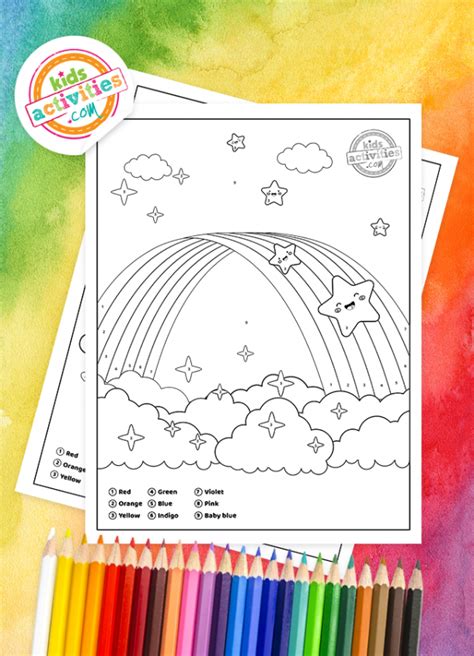 family  parenting cute color  number rainbow worksheet