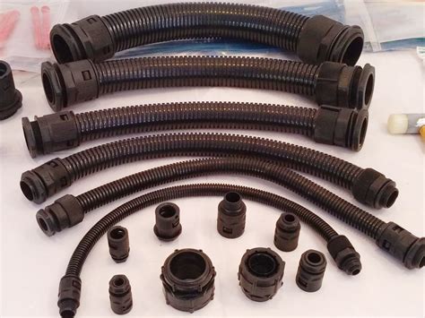 black polyamide corrugated flexible conduits  cable harness rs  meter id