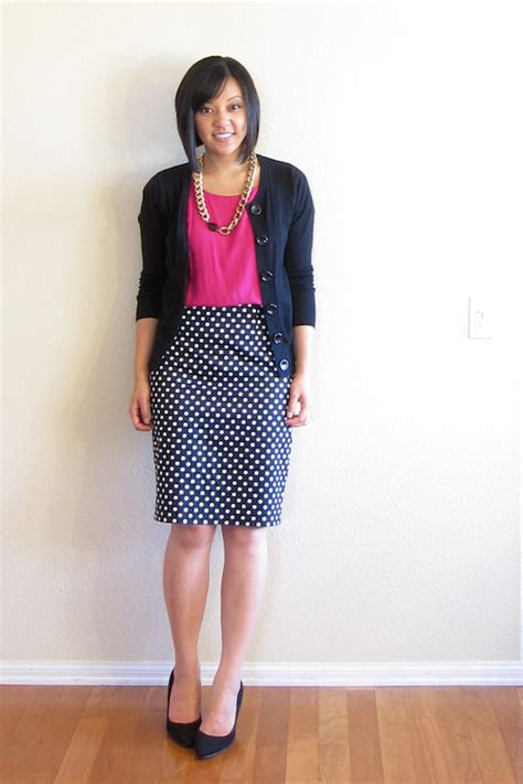 putting me together how to wear a polka dot pencil skirt in any season