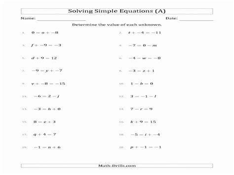 multi step equation worksheets variable  sides kidsworksheetfun