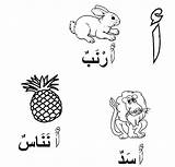 Arabic Coloring Lion Pages Pineapple Rabbit Alphabet Kids Tocolor Button Using sketch template