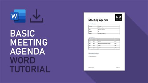 basic meeting agenda template microsoft word tutorial