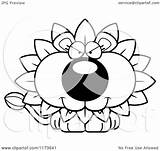 Dandelion Mascot Lion Flower Clipart Cartoon Sly Thoman Cory Outlined Coloring Vector Goofy Depressed Mad 2021 Clipartof Royalty sketch template