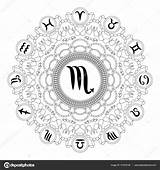 Mandala Zodiac Scorpio Ardely sketch template