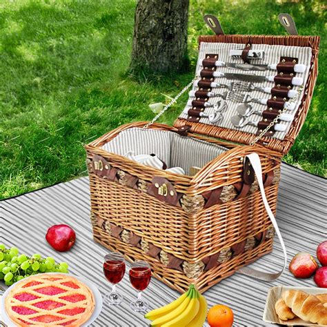 person wicker picnic basket baskets deluxe insulated blanket buy