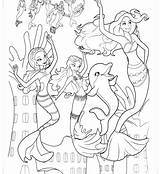 Dolphin Coloring Mermaid Pages Barbie Color Getcolorings Getdrawings sketch template