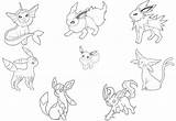 Eeveelutions Pages Coloring Eevee Pokemon Evolutions Sketch Cute Template Sylveon Leafeon Glaceon Vaporeon Deviantart sketch template