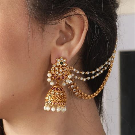 Juhi Antique Ear Chain Ear Jewelry Temple Jewelry Necklace Bridal