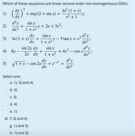 Solved Which Of These Equations Are Linear Second Order