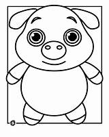Pig Template Coloring Animal Templates Cute Shape sketch template