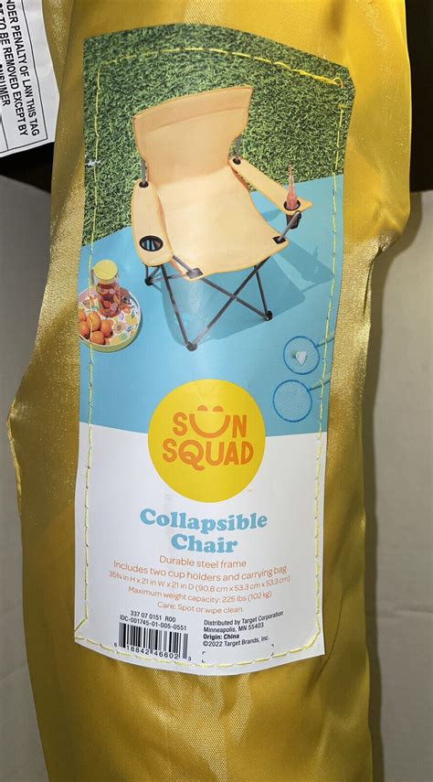 sun squad collapsible chair durable steel frame including  cup holders